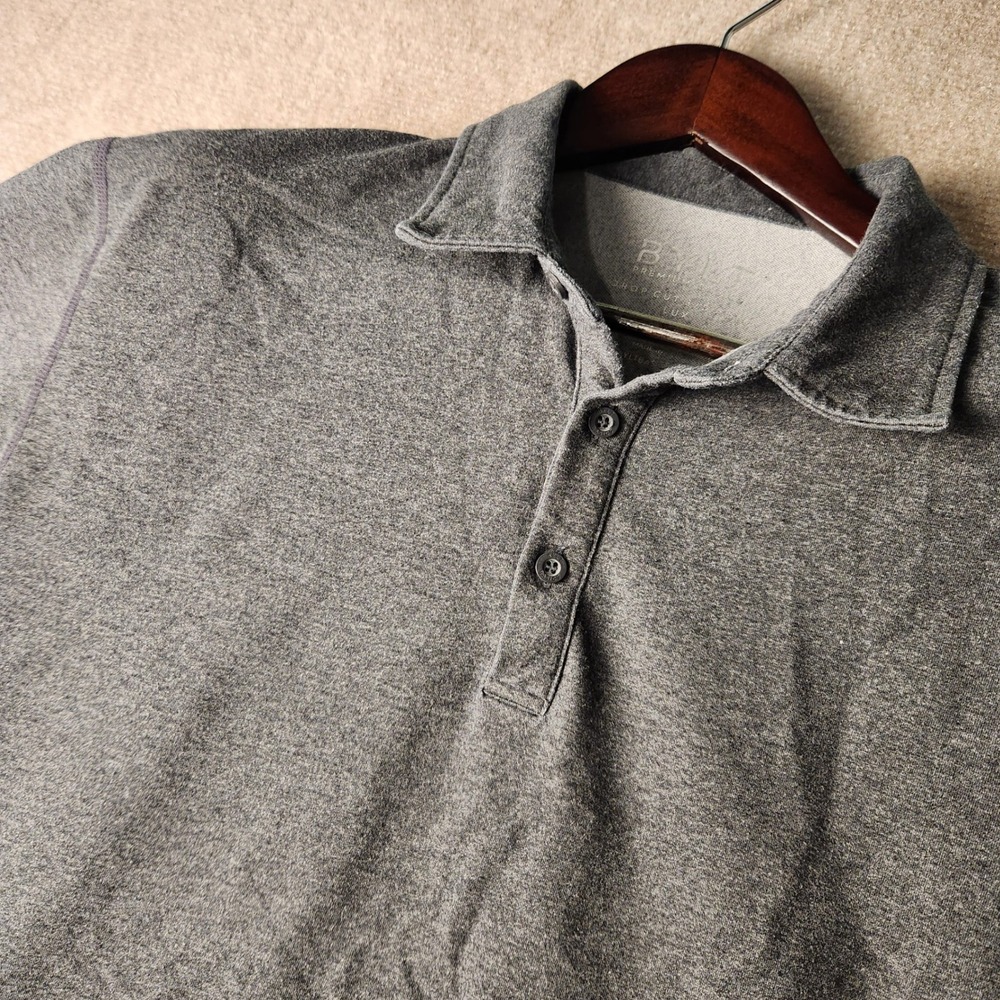 BYLT Premium Basics Drop Cut Luxe Men's‎ Gray Heather Short Sleeve Polo Shirt L